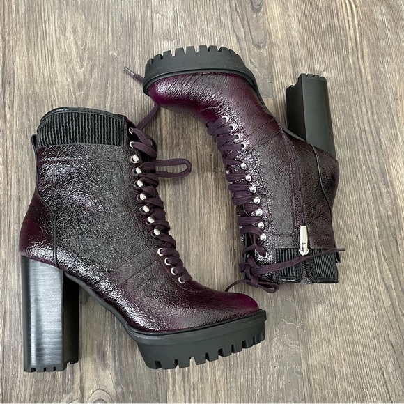 Vince Camuto NEW Deep Plum Colored Platform Ermania Combat Boots - Picture 4 of 14